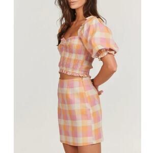 New CHARLIE HOLIDAY Anthropologie Women's Multicheck Andrea Mini Skirt Size 6